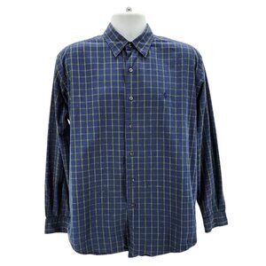 Vintage Polo by Ralph Lauren Mens Large Button Shirt Marlowe Plaid Blue Green